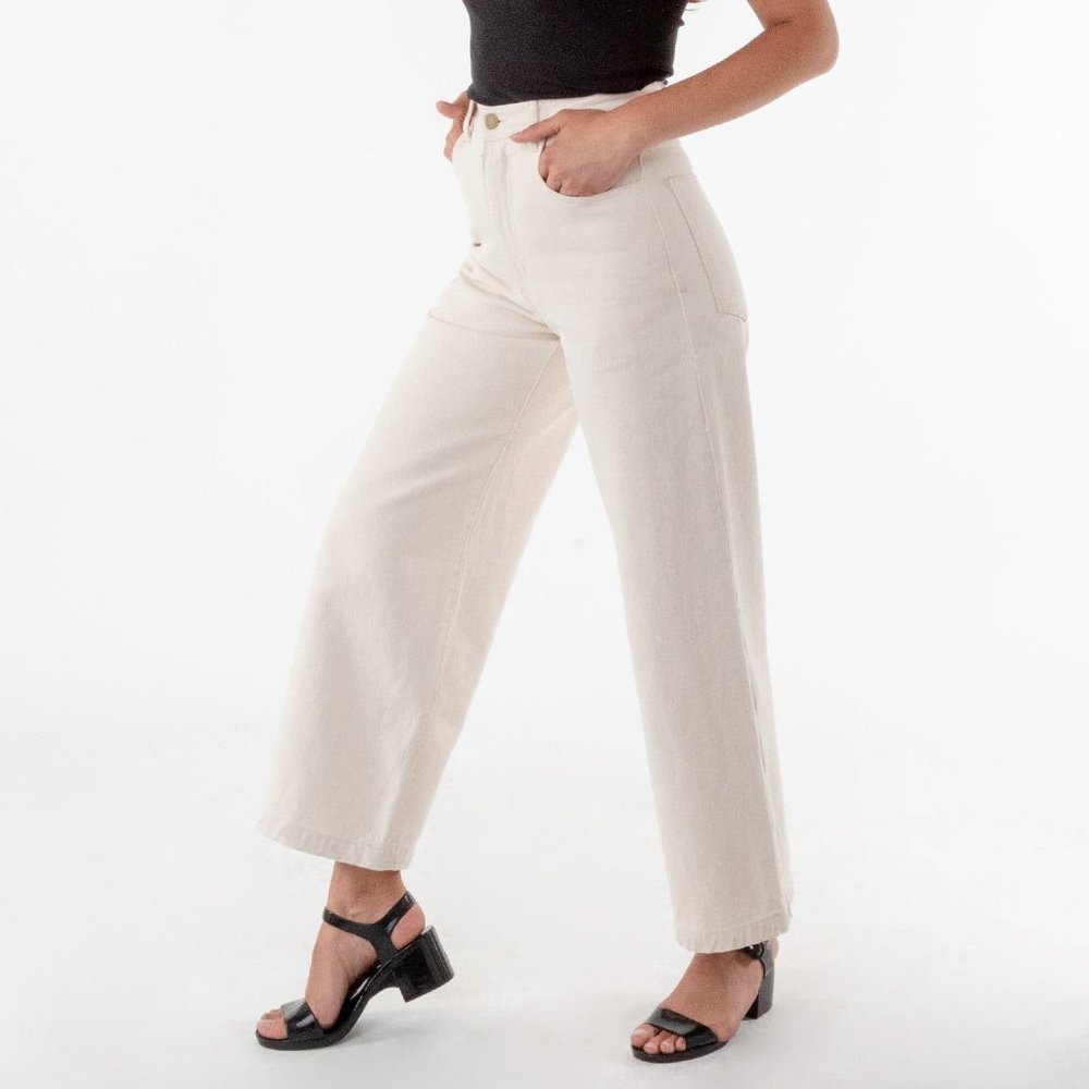 LA Apparel High Waisted Wide Leg Jean RBDW09GD